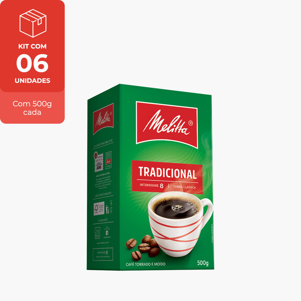 Kit Café Tradicional Melitta Vácuo 500G Com 6 Unidades