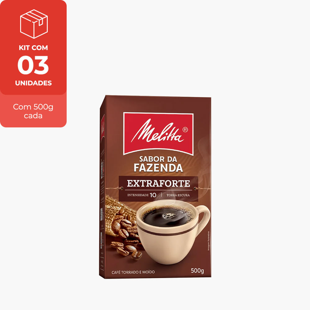 Kit Café Extraforte Sabor da Fazenda Melitta Vácuo 500g com 3 unidades Melitta lojamelitta